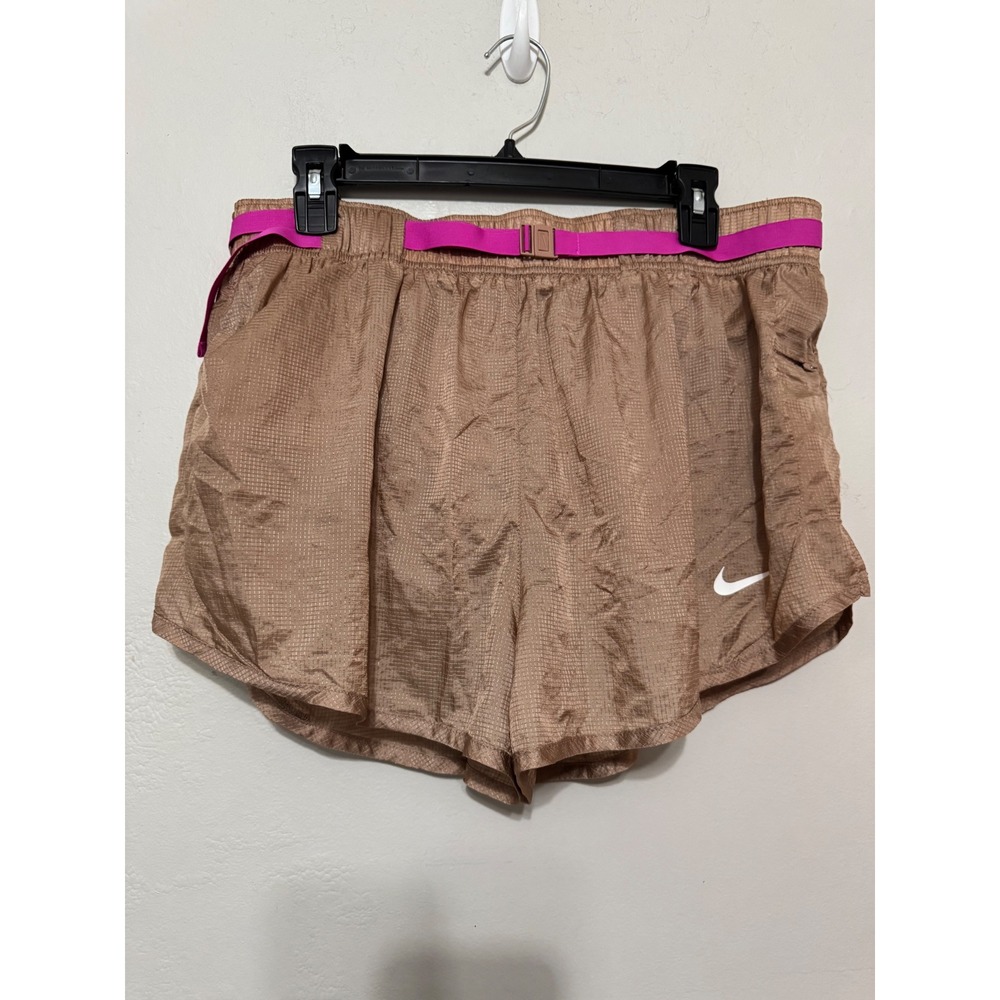 Nike Womens Clash Icon Running Shorts Bronze Tan Pink Belted XL Standard Fit NWT